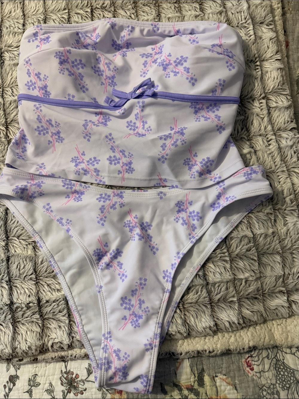 Women's Lavender Floral Two-Piece Swim Set